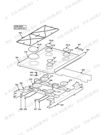 Взрыв-схема плиты (духовки) Parkinson Cowan SIG531BKN - Схема узла H10 Hob